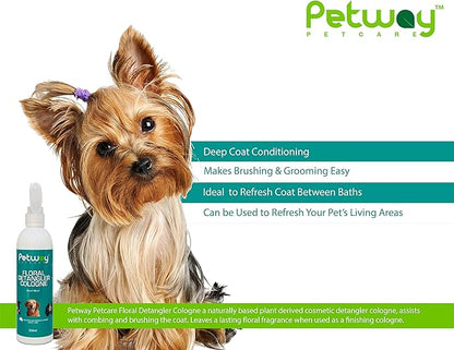Petcare Floral Detangler Cologne for Dogs, Detangling and Dematting Spray with Deodorizing Qualities for Added Shine and Luster to The Coat, Dog Grooming Detangler Conditioner Spray, 250ml