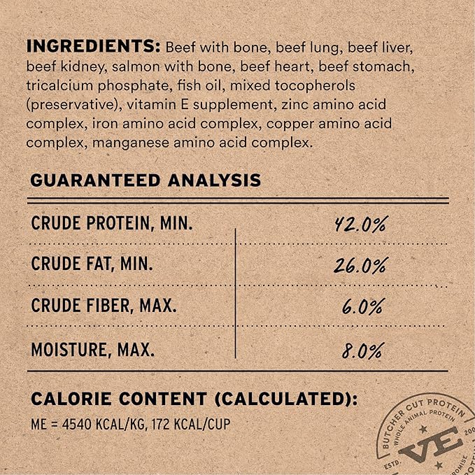 Vital Essentials Freeze-Dried Raw Beef & Salmon Meal or Mixer Dog Food Soft Nibs | 99% Beef, Salmon, Organs & Bone |14 oz