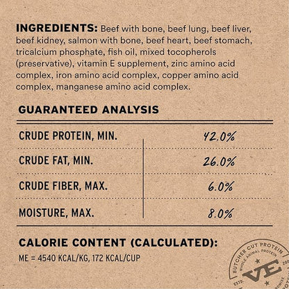 Vital Essentials Freeze-Dried Raw Beef & Salmon Meal or Mixer Dog Food Soft Nibs | 99% Beef, Salmon, Organs & Bone |14 oz