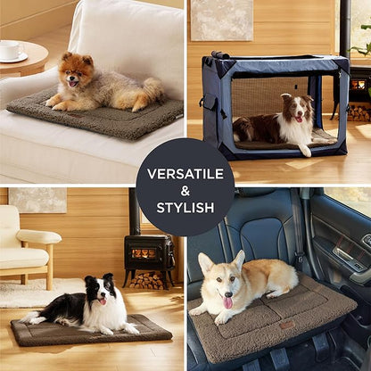 Bedsure Washable Dog Crate Bed for Medium Dogs, Reversible Foam Floor Dog Mat, Lightweight Travel Flat Pet Beds for Indoor & Outdoor Dogs (29" x 21", Brown)
