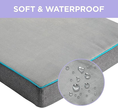 Lesure Dog Bed Cover Flannel - Large Dog Bed Washable Removable Cover, Plush Fleece Replacement Cover for Orthopedic Pet Mad Beds, 35x22x3 Inches Grey