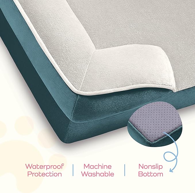 Orthopedic Sofa Dog Bed - Ultra Comfortable Dog Bed for Large Dogs - Breathable & Waterproof Pet Bed- Egg Foam Sofa Bed with Extra Head and Neck Support - (XX-Large, Blue & White)