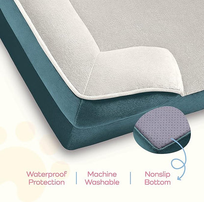 Orthopedic Sofa Dog Bed - Ultra Comfortable Dog Bed for Large Dogs - Breathable & Waterproof Pet Bed- Egg Foam Sofa Bed with Extra Head and Neck Support - (XX-Large, Blue & White)