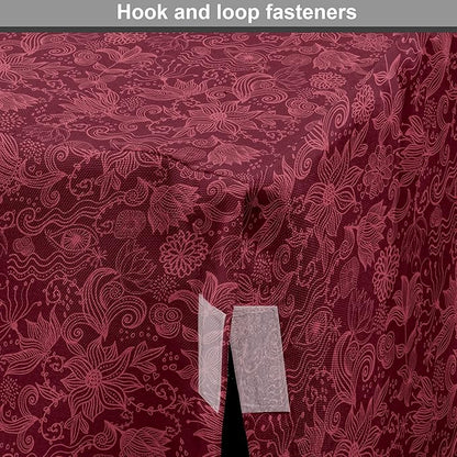 Lunarable Burgundy Dog Crate Cover, Cheerful Nature Inspired Gardening Pattern with Blooming Flowers Ornate Style, Easy to Use Pet Kennel Cover for Medium Large Dogs, 42 Inch, Burgundy Coral