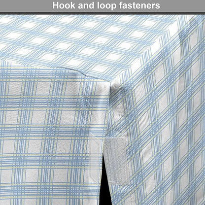 Lunarable Plaid Dog Crate Cover, Geometrical Striped Old Fashioned Pattern Pastel Colors Country, Easy to Use Pet Kennel Cover for Cats & Medium Dogs, 30 Inch, Pale Blue Yellow White