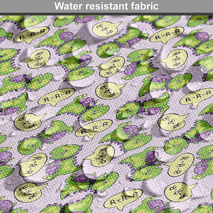 Lunarable Fantasy Dog Crate Cover, Green Dinosaurs Pattern Speech Bubbles Archeology Animal, Easy to Use Pet Kennel Cover for Small Dogs Puppies Kittens, 18 Inch, Lilac Violet Green