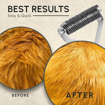 Flamia & Jabz Undercoat Rake for Dogs & Cats, Dematting Grooming Stripper Tool (24 Blades)