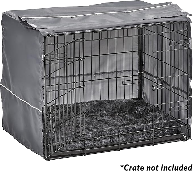 New World Dog Crate Comfort Kit by, Matching Dog Crate Cover & Dog Bed to Make Your Dogs Crate Their Home, Compatible with Midwest Homes for Pets & New World Dog Crates, Fits 24-Inch Dog Crate, Gray