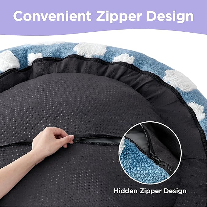 Lesure Dog Bed Cover - Medium Dog Bed Washable Removable Cover, Replacement Cover for Orthopedic Pet Mad Beds, 30x30x8 Inches Light Blue