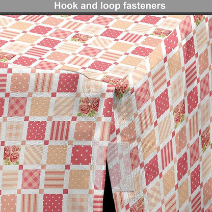 Lunarable Dusty Rose Dog Crate Cover, Patchwork Inspired with Different Patterned Squares Shabby Form Style, Easy to Use Pet Kennel Cover for Small Dogs Puppies Kittens, 18 Inch, Salmon Dark Coral