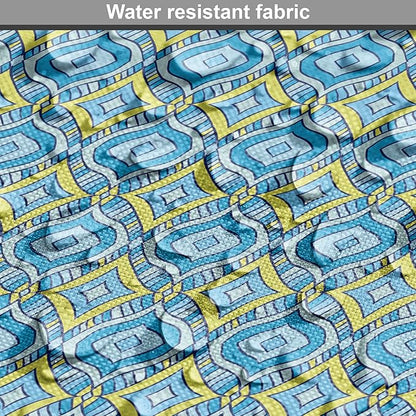 Lunarable Yellow and Blue Dog Crate Cover, Hand Drawn Abstract Ornament Rhombus Shapes Mosaic Vintage, Easy to Use Pet Kennel Cover for Medium Large Dogs, 36 Inch, Blue Aqua Yellow