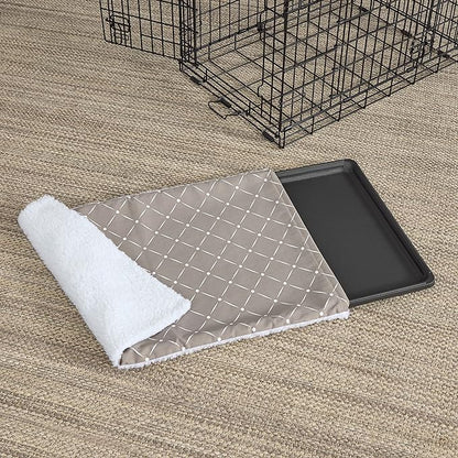 MidWest Homes for Pets Midwest Quiet Time Reversible Crate Pan Cover 30' Mushroom Diamond/Fleece